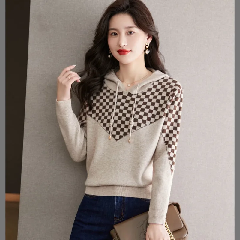 Hoodies femininos moletom fino algodão na promoção 2025 tendência novo em y2k japonês streetwear coreano xadrez feminino com capuz topo