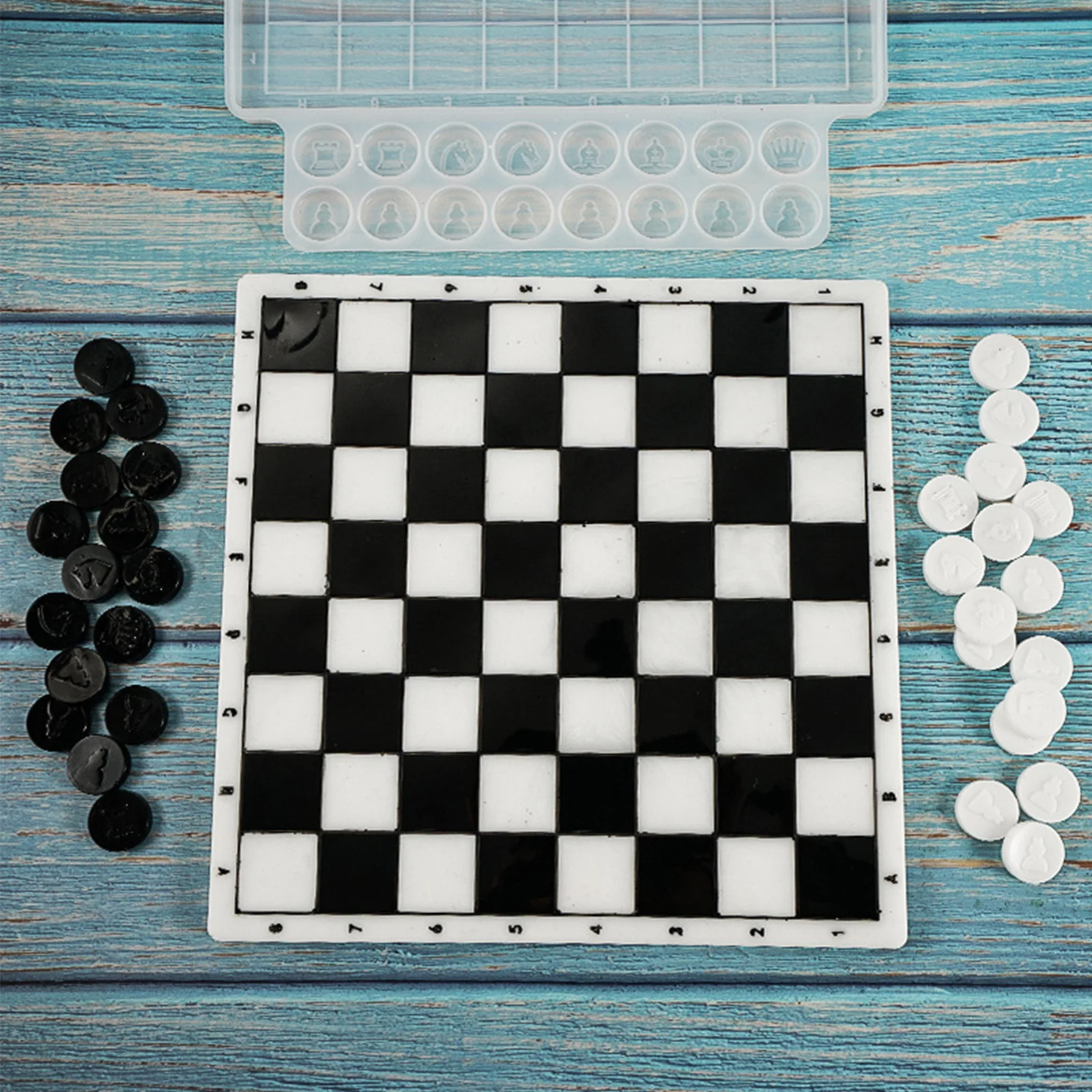 

2 шт., силиконовые формы для шахматной доски для смолы, набор форм для литья своими руками, высокая прозрачность, прочная шахматная форма