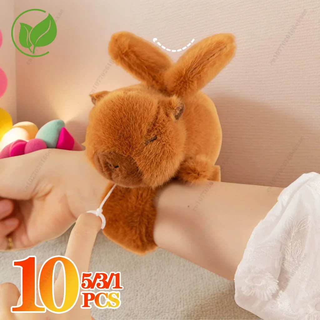 

1-10PCS Rytanda Capybara Clap Circle Toys Capybara Plush Hand Ring Fun Pop Circles Kids Gift Slap Snap Wrap Wristband Bracelet
