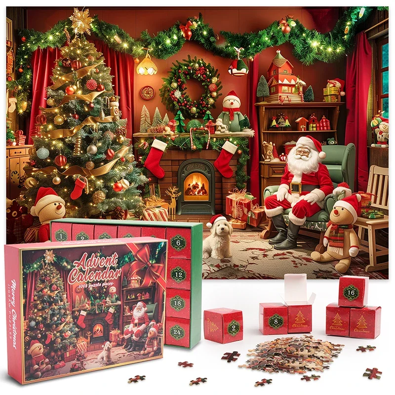 

2024 Christmas Puzzle Advent Calendar Jigsaw Puzzles Christmas Children Gift Countdown Calendar Diy Assemby Educational Toys