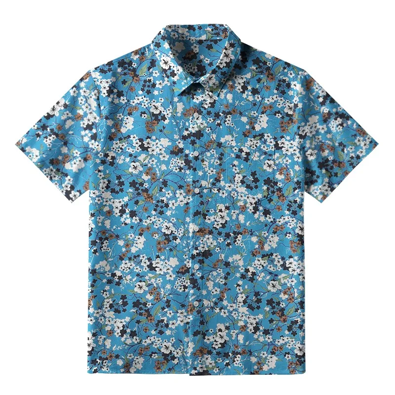 

Men's Floral Splendor Aloha Hawaiian Shirt Trendy Breathable Loose Youth Basic Top Male Lapel Collar Tunic Beach Style Plus Size