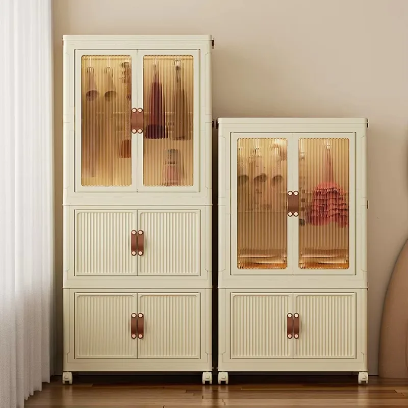 Multifunctional large-capacity plastic wardrobe cabinet folding storage box cabinet
