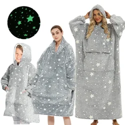 Children's Glow-in-the-dark Loungewear 2023 Comemore Parent Warm Loungewear Lounge Robe Wearable TV Blanket Pajamas