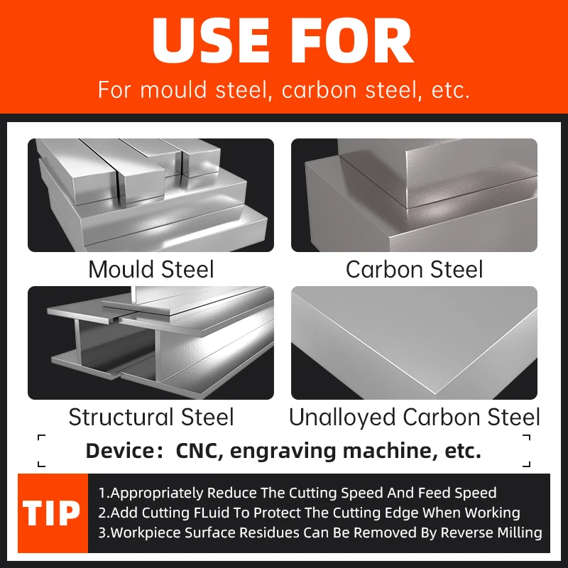 HUHAO 4 6 8 20mm HRC65 Milling Cutter HSS M2 End Mill Carbide 2 Flutes Spiral Router Bit CNC Tools for Aluminum Stainless Metal