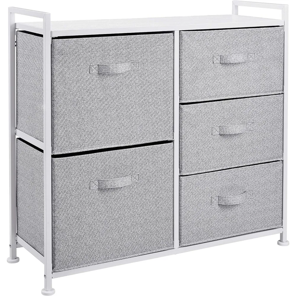 

Fabric 5-Drawer Storage Organizer Unit for Closet, White