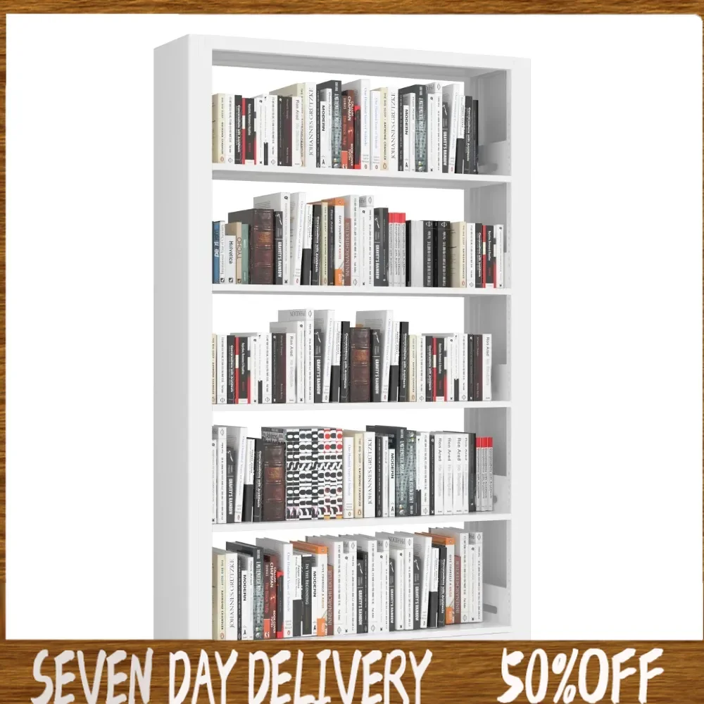 Library shelf 69" Tall Heavy-Duty  5-Tier Metal Bookshelf with Adjustable Shelves, Open Shelf Bookcase, Tall Home Office-Black