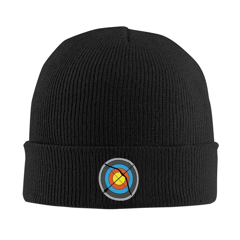 Archery Target Print Knit Beanie Stretchy Warm Daily Knitted Hat for Men Women