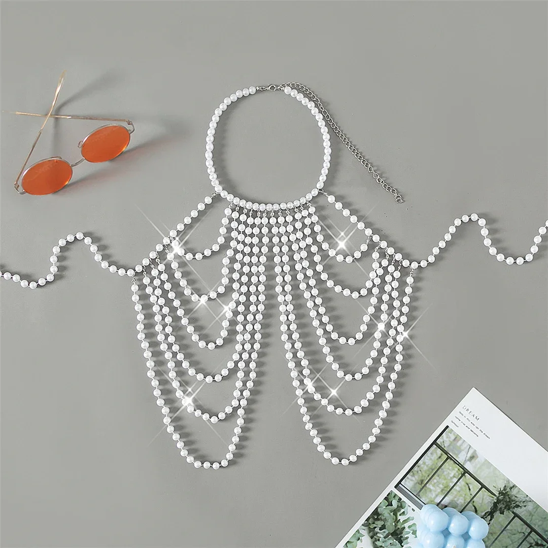 White Pearls Cover-Ups Bikini Top Women Swimwear 2024 Summer Woman Fashion Halter See Through Hollow Out Swimsuit Beach Cover Up