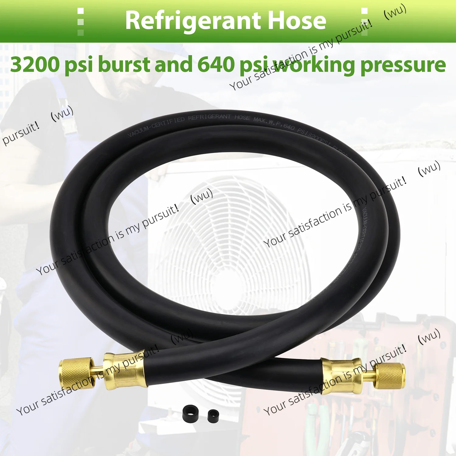 High Flow Refrigerant Hose, 6 ', Diameter 1/2, 3/8, 1/4 Fitting