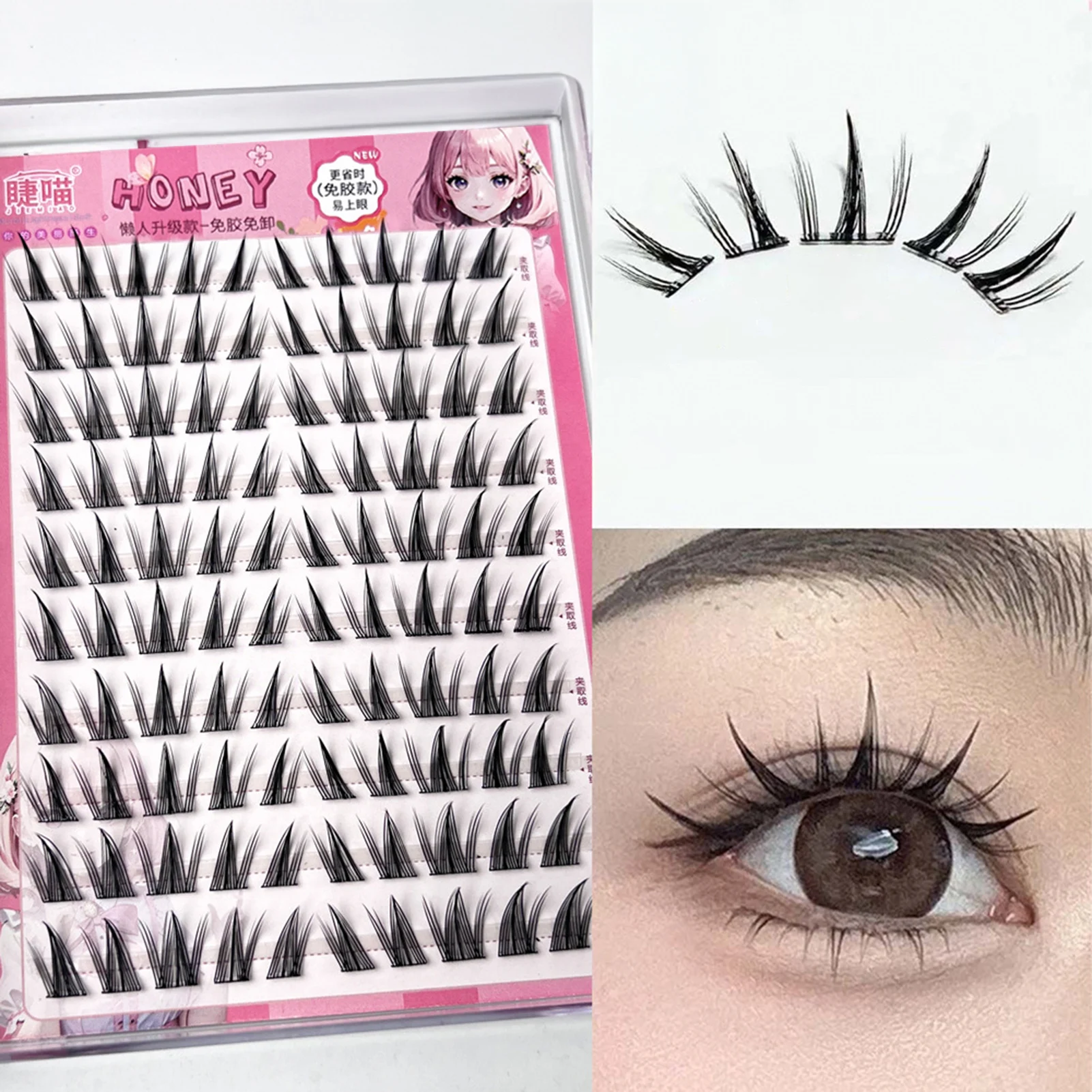 Diy curling cílios clusters extensões de cílios postiços naturais de longa duração cauda de peixe cluster cílios grossos suprimentos compõem