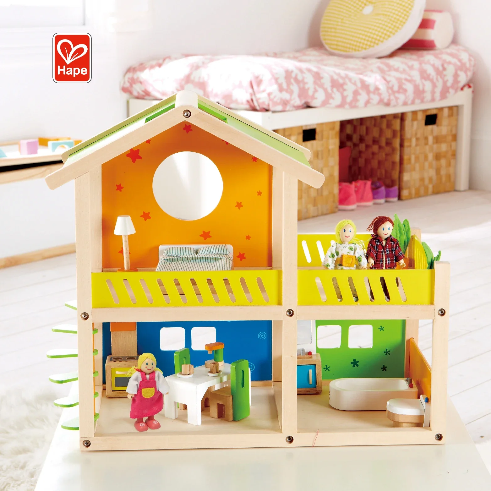 Hape High Quality Kids Miniature Mini  Wooden Toys Colorful Dollhouse Toys for Age Group 3Y+