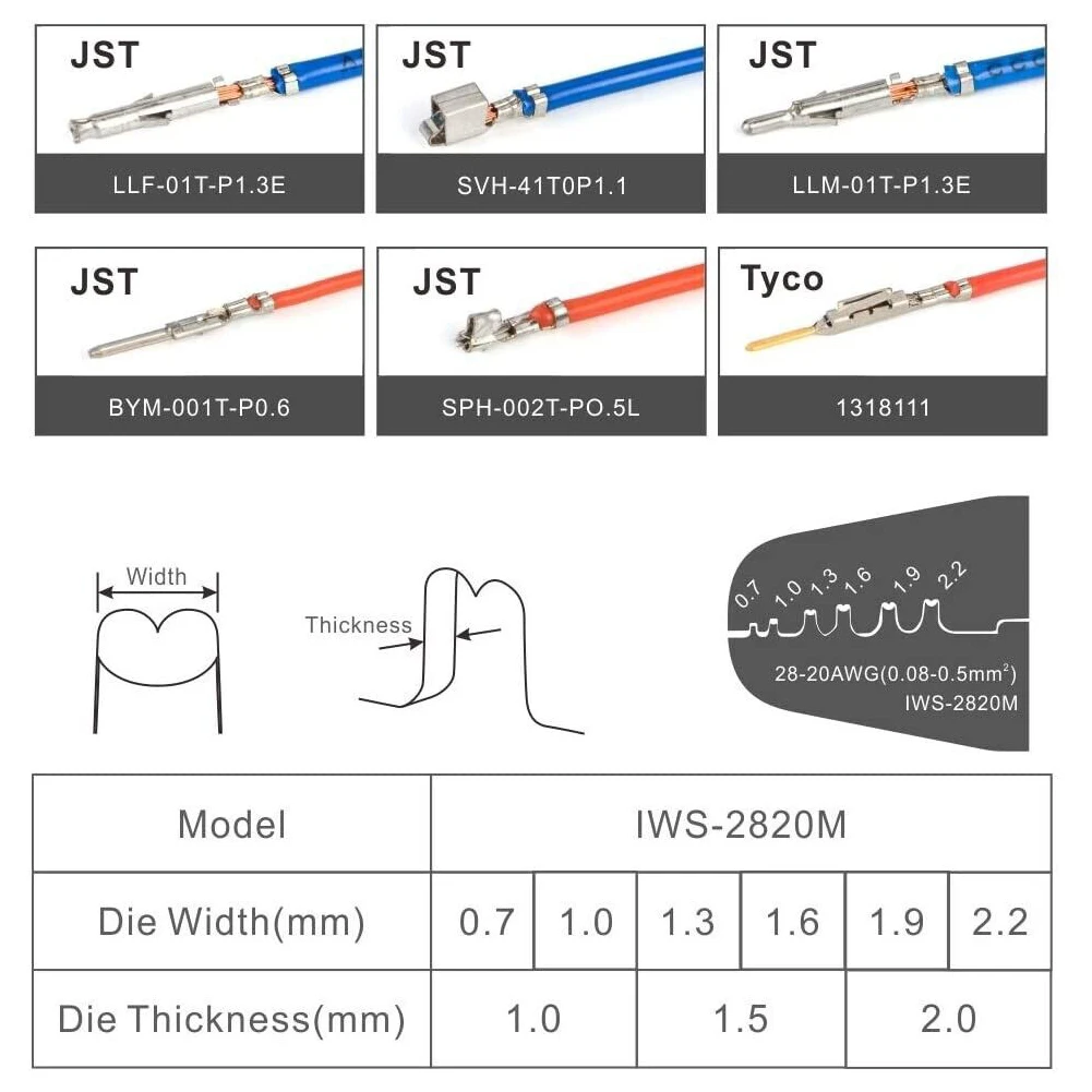 Wire Cutter Multi functional IWS 2820M Crimping Tool with 80 Different Pins Perfect for Battery Packs and 3D Printers