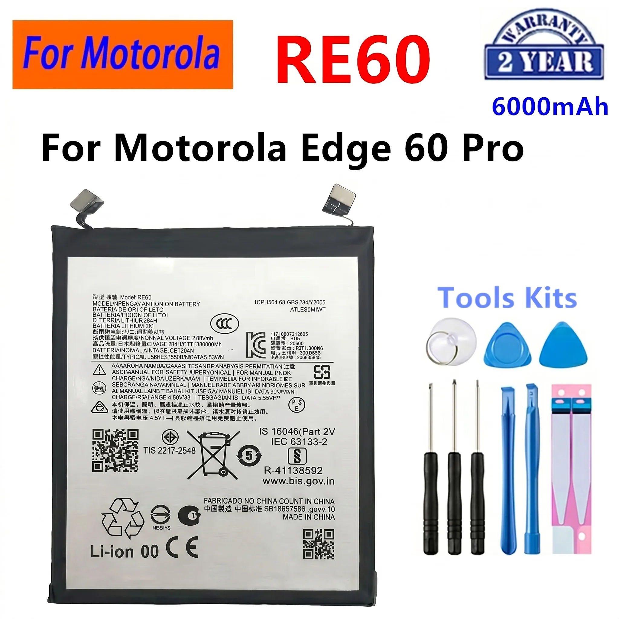 Brand New QM50 RE60 QM45  Battery For Motorola Edge 40 Neo Moto Edge 60 Pro Edge 50 Pro Mobile phone Batteries+Tools image 3