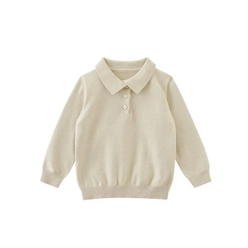 Baby Boys Girls Cute Polo Shirts Knitted Thin Sweater 2025 Children Casual Loose Tops Autumn Undershirts European American Style