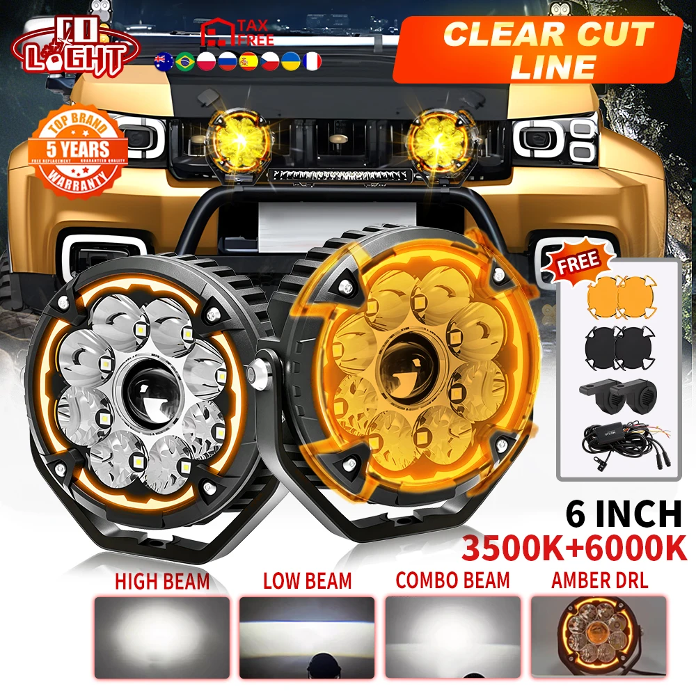 

Светодиодная рабочая фара CO LIGHT 6 дюймов, прожектор, противотуманные фары, дальний/ближний свет, стробоскоп, янтарный ДХО с проводкой, для мотоциклов BMW, внедорожников, квадроциклов