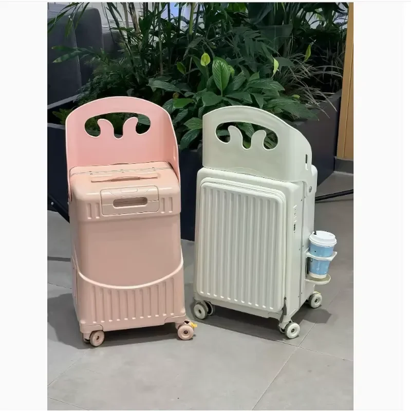 Kids Ride On Suitcase With Seat Portable Luggage For Children Travel Airport Family Trip Multifunctional Trolley Case