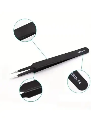 6pcs Precision Long Tweezers Set ESD Anti-Static Stainless SteelTweezers Repair Tools For Electronics Repair Soldering Craft