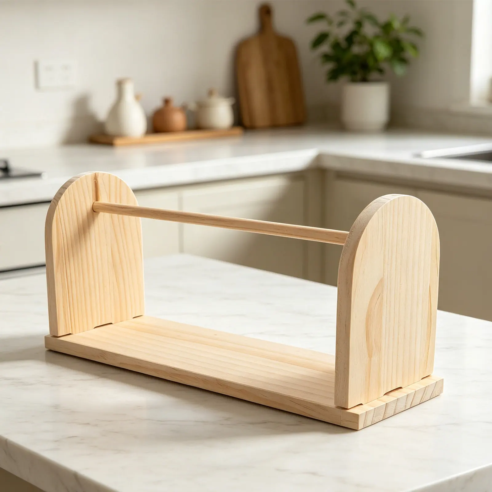 Wooden Tabletop Paper Roll Holder Stable Desktop Easel Ribbon Dispenser for Art Craft Painting