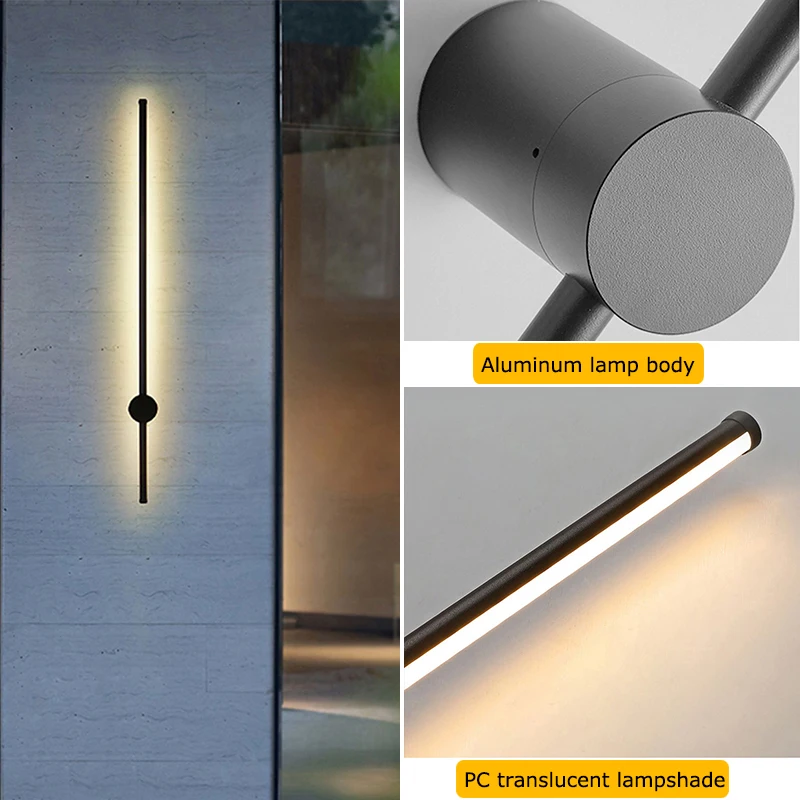 Imagem -06 - Impermeável Long Strip Outdoor Wall Sconces Preto Linear Wall Mount Iluminação para Varanda Pátio Anti Ferrugem Ip65 3000k 4500k 6000k