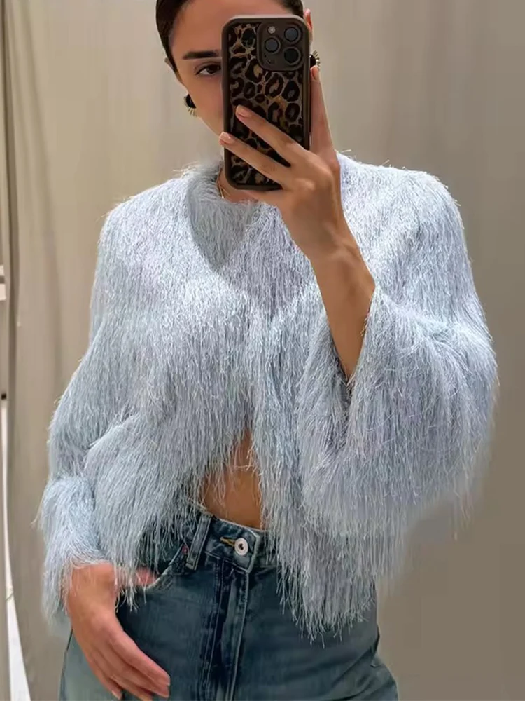 Tassel Decoration Short Coats Women's Fashion Wrist Sleeve Jackets for Women 2026 Elegant Office Ladies Casual Outerwear ﻿