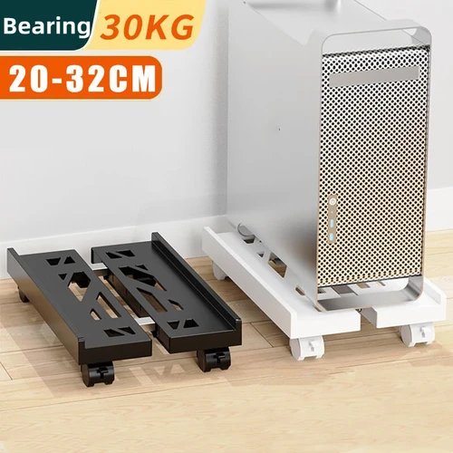 Soporte de CPU móvil ajustable, soporte de torre de computadora ventilado, soporte de torre de PC con 4 ruedas giratorias que se adapta a la mayoría de PC, debajo del soporte de escritorio