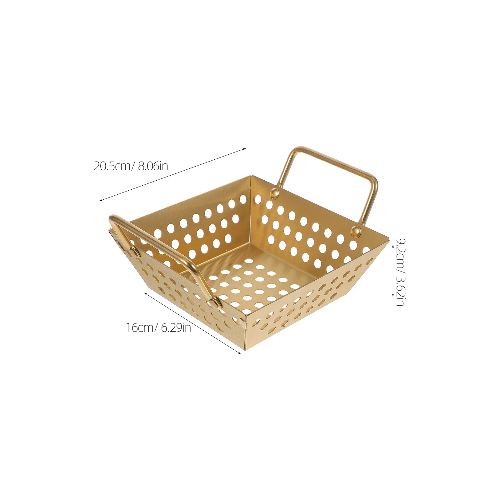 1pcs Stainless Steel Square Fry Basket Dual Handle For Chicken Serving Snack Storage Drainage Multi-Functional