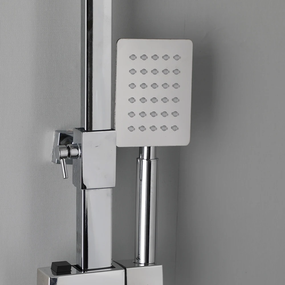 KEMAIDI Newly 8 Inch Thermostatic Shower Set Faucet w/ Hand Sprayer Chrome Plate Rainfall Shower Tub Mixer Faucet Tap