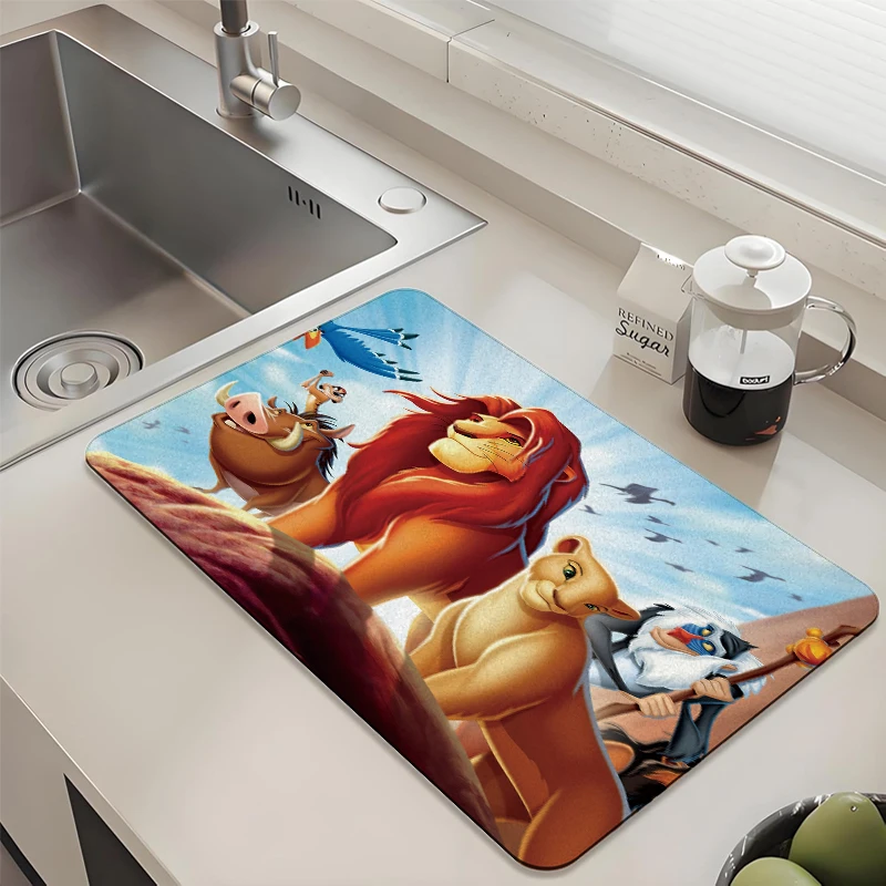 

Disney The Lion King Kitchen Drying Mat Absorbent Non-slip Dish Mat Quick Dry Counter Pad for Kitchen
