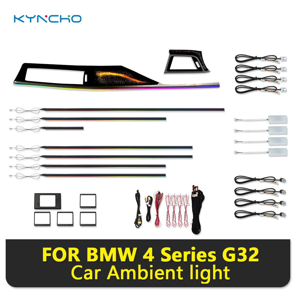 64 Farben LED Auto-Ambientebeleuchtungs-Kit für BMW F32 4er Serie Traumfarben RGB Bluetooth App-Steuerung Symphony Auto-Innenbeleuchtung