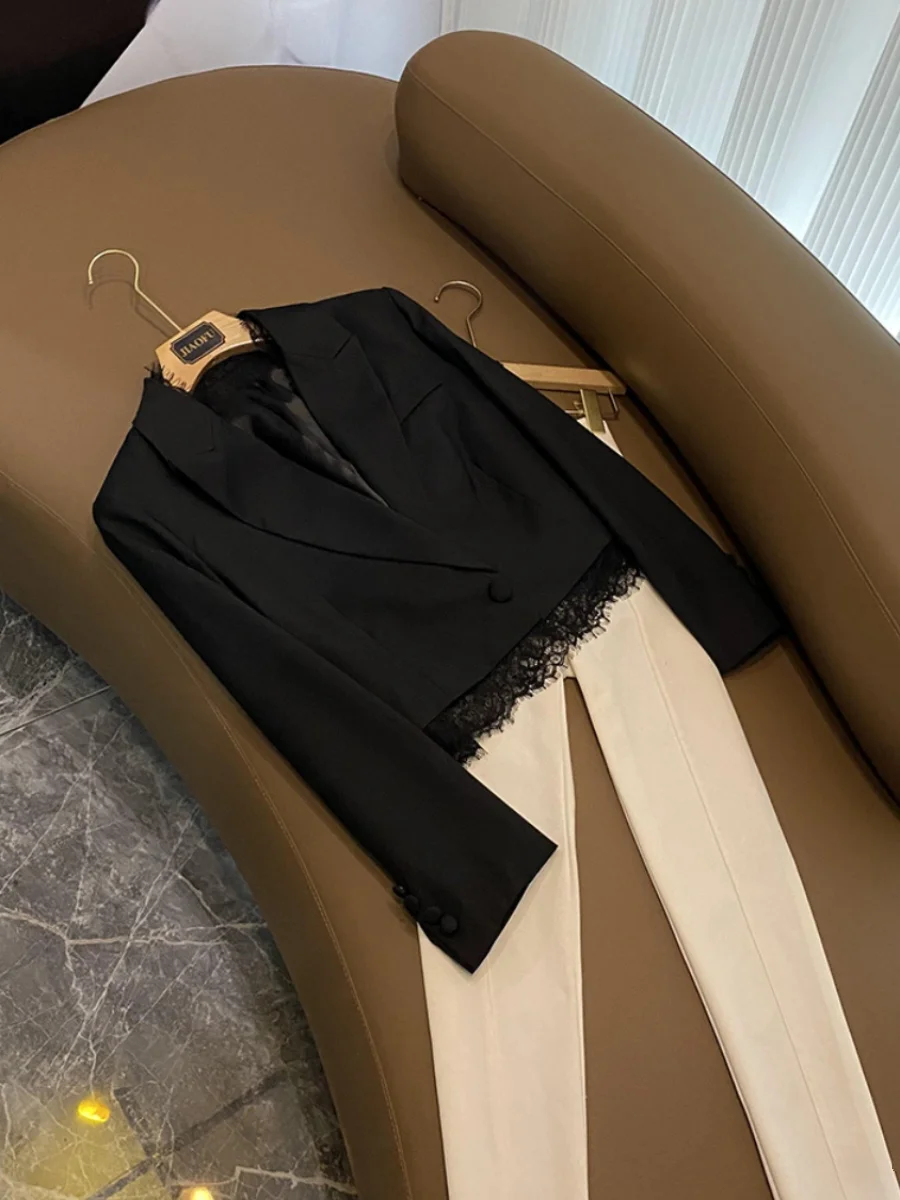 

Bla Кружевной ор Костюм Jaet Сексуальная накладка на плечо Женская верхняя одежда для поездок на работу Sle Long Sve One Button Pure Color Китайский заказ