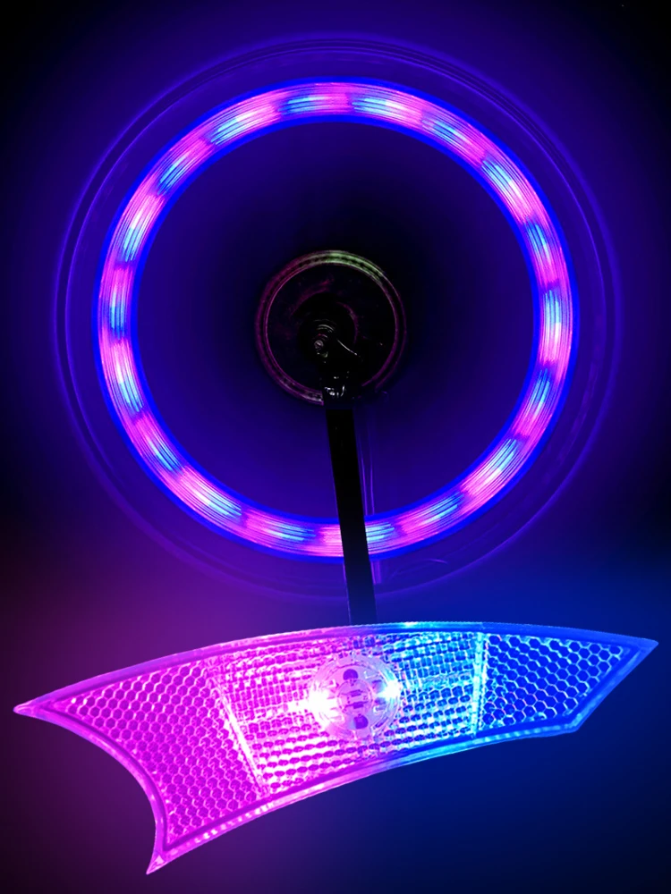 Bicycle Wheel Light LED Neon Bicycle Wheel Spoke  Signal  Reflective Light Double Sided Tire Waterproof Color Bike Safety Warnin