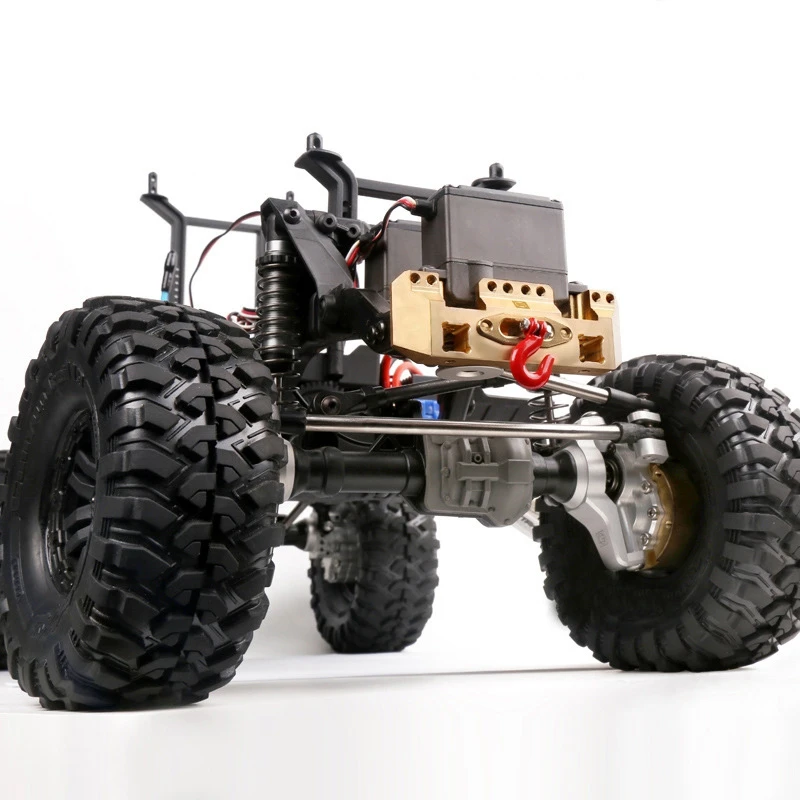 Mosiężny przedni zderzak TRX4 CNC z mocowaniem serwa i przekładnią kierowniczą 25T Wciągarka serwo Koło do 1/10 RC Crawler Traxxas