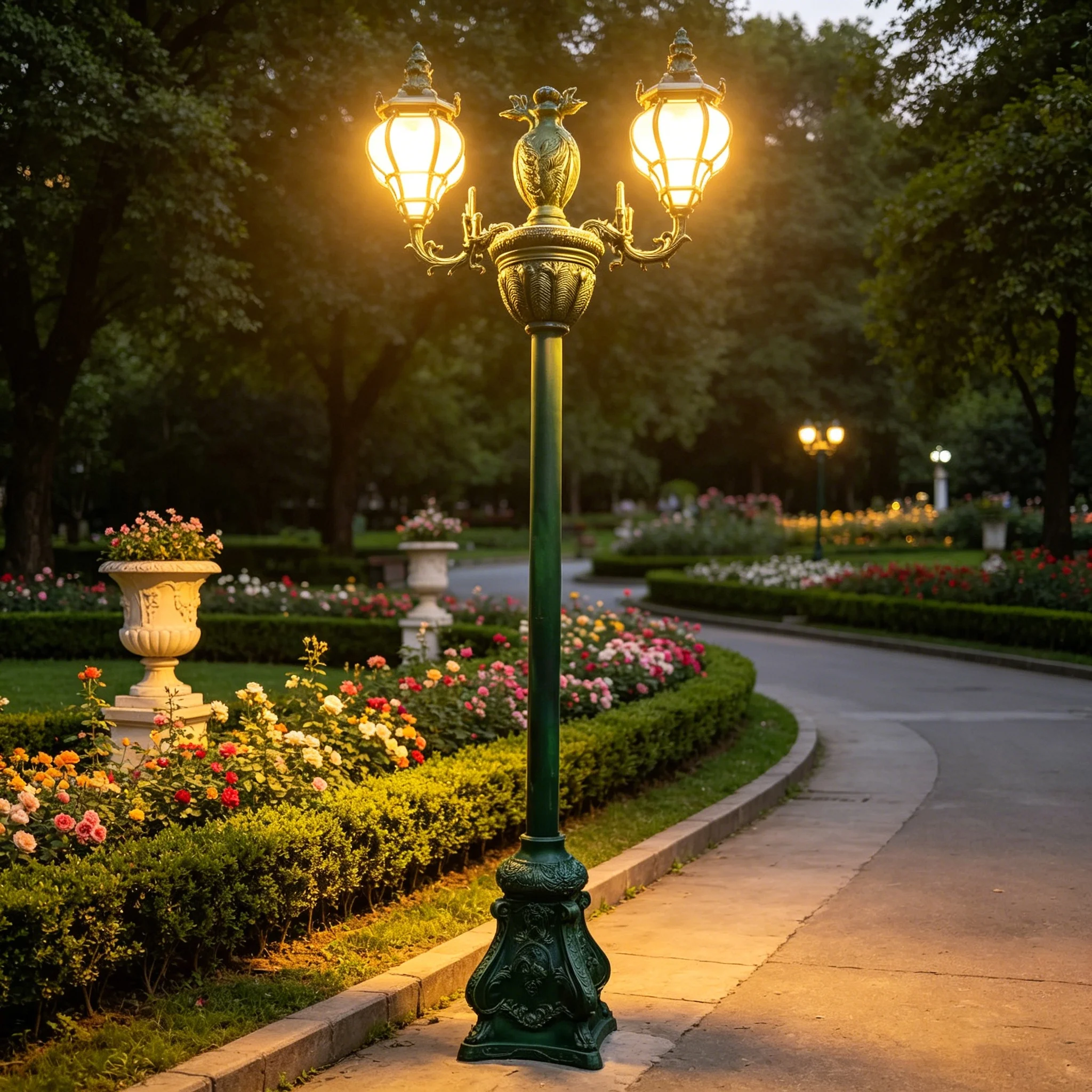 Large 2-light Retro Aluminum+cast Iron LED Garden Light Suitable for Outdoor Garden Paths and lane Landscape Lights