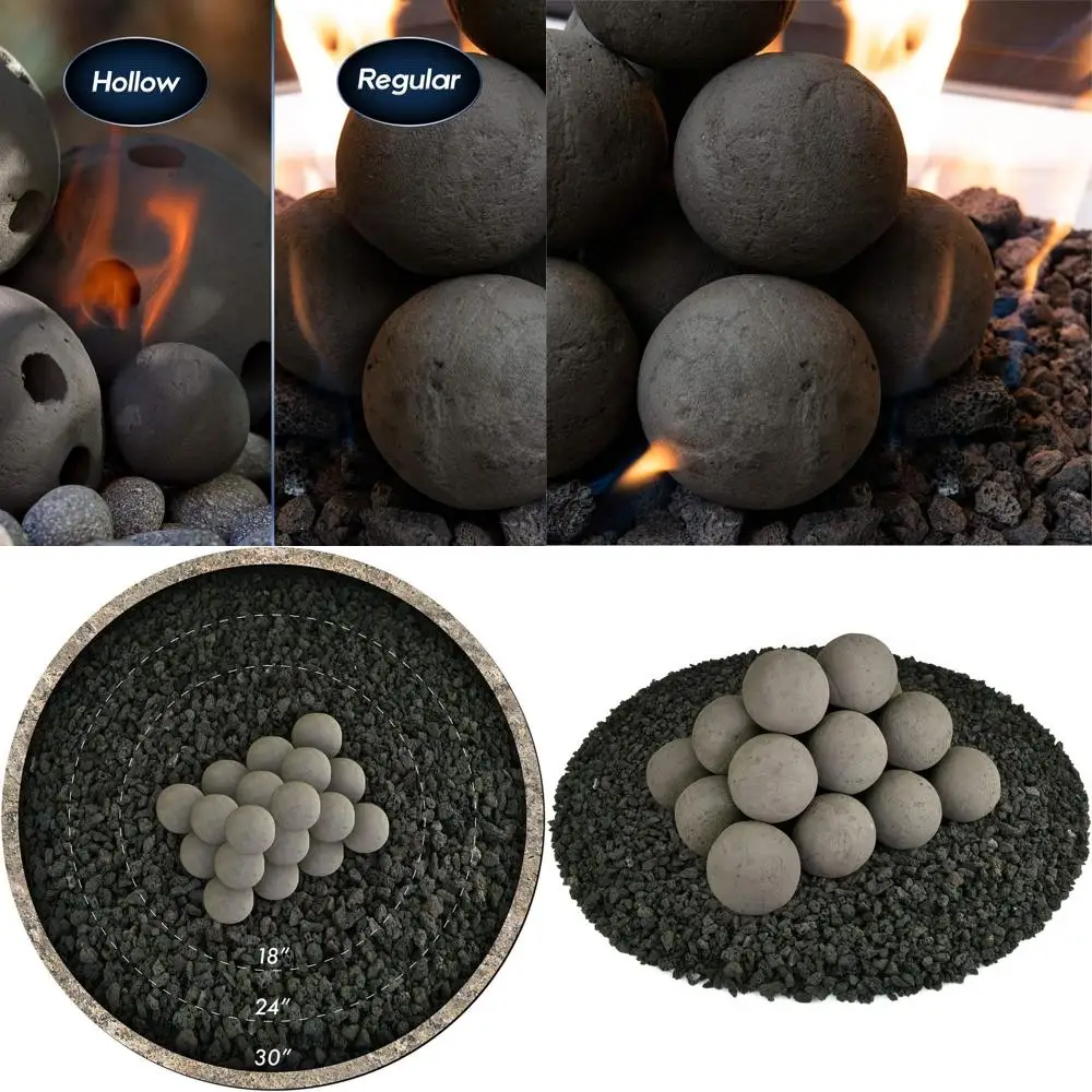 

Набор из 20 керамических огневых шаров цвета угольной пыли, 3 дюйма, современный аксессуар для уличных и домашних очагов с отделкой под бетон