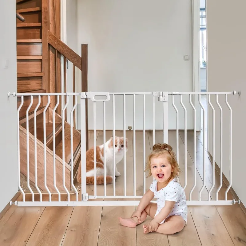 

Baby Gate, 53"-57" Auto-Close Dog Gate for Stairs & Doorways, Pressure-Mounted Easy Install - No Drill, Wal