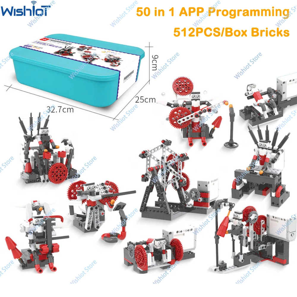 

50 IN 1 Teenage Robot Programming World APP Control Science and Education Kit STEM Toy Building Blocks Power Motor 512PCS Bricks