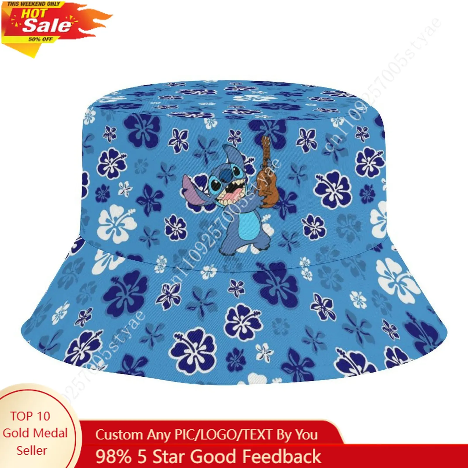 

Stitch Bucket Hat Disney Cartoon Custom Design Kids Sun Protection Hat Personalized Patterns Boy Girl Soft Comfortable