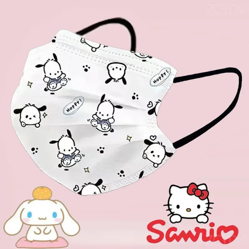 Sanrio Cinnamoroll маска для лица с мультяшным принтом для взрослых кавайное аниме Pachacco пылезащитный щит для лица одноразовые подвесные уши дышащие