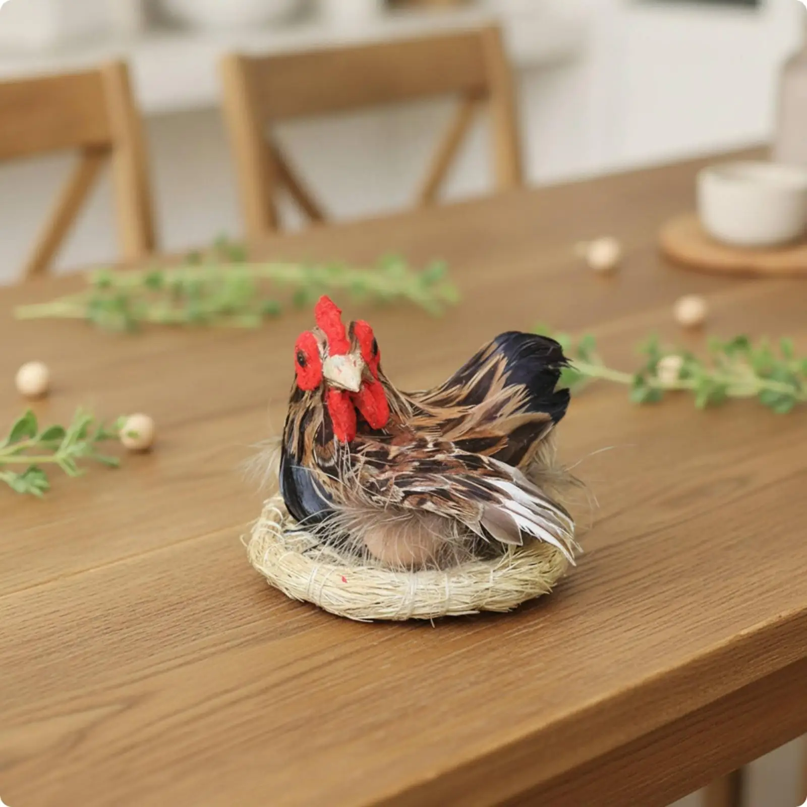 Chicken Figurine with Nest Realistic Hen Statue with Nest Countryside Chicken