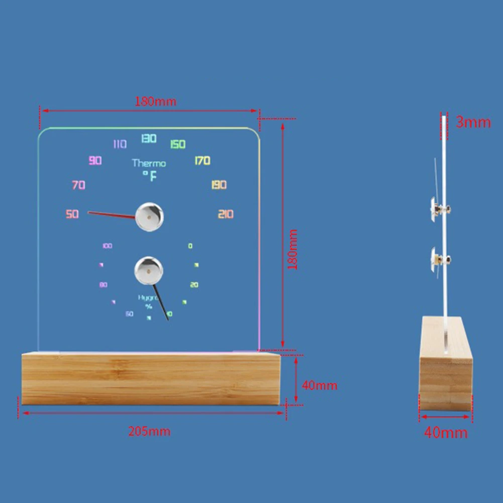 As Shown Hygrometer With LED Light 0-100 Humidity Range 1800mAh Battery Accurate Temperature Readings Home Sauna