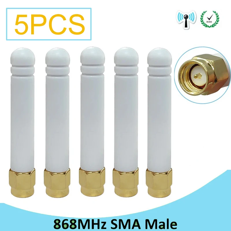 

GWS 5pcs 868mhz antenna 3dbi sma male 915mhz lora antene pbx iot module lorawan signal receiver antena white 5cm Pure copper