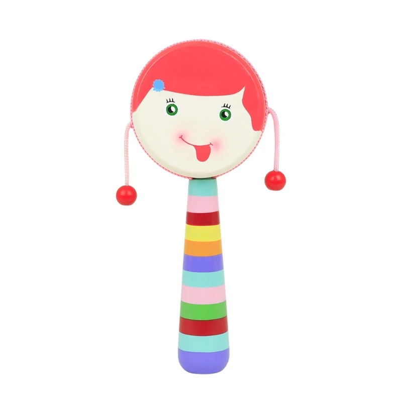 

Cartoon Girl Rattle Drum Toy Hand Drum Kids Tambourine Baby Music Education Toy
