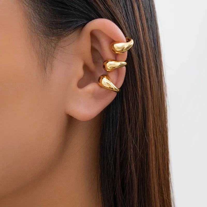 European And American Punk Water Drop  Earrings Gothic C-Shaped Ear Stud Thick Ear Clip Suitable For Women\'s Daily Collocation