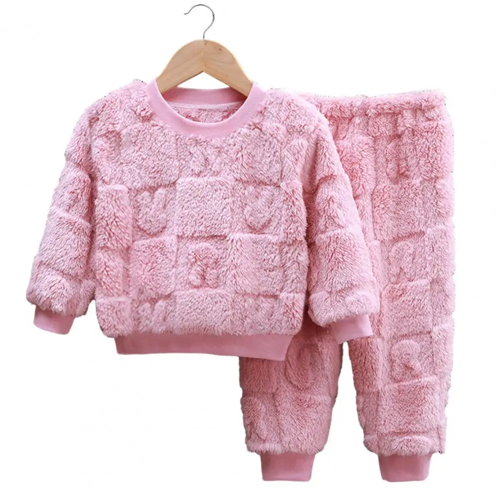 

2Pcs/Set Kids Pajamas Set O Neck Boys Girls Thermal Underwear Long Sleeves Top Pants Trousers Sleepwear Loungewear