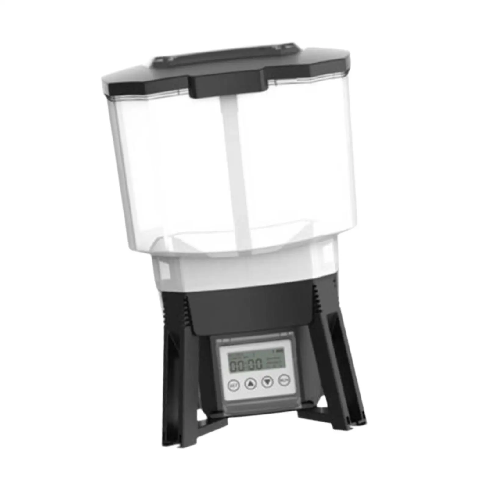 Pond Fish Feeder LCD Display 6L with Timer Solar Powered Automatic Fish Feeding Device for Weekend Pond Daily Use Garden Outdoor