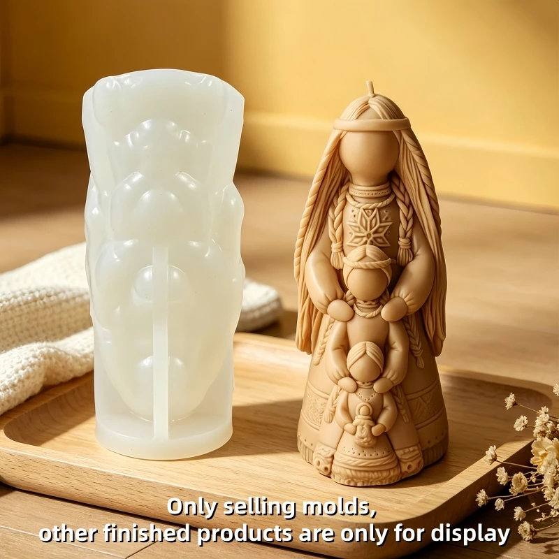 Moule en silicone pour bougies en forme de famille de déesses, moule en résine et gypse en forme de famille Marie et Ange, moules artisanaux