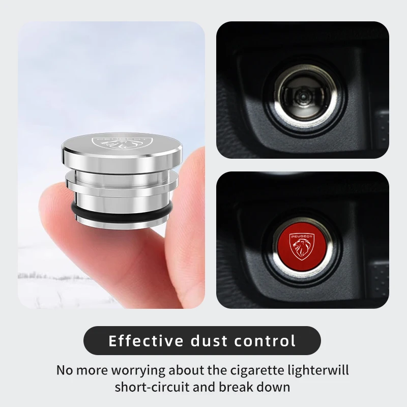 Car Cigarette Lighter Dust Cover Dustproof Decoration Cap For Peugeot 407 508 2008 5008 307 308 3008 206 207 208 107 106