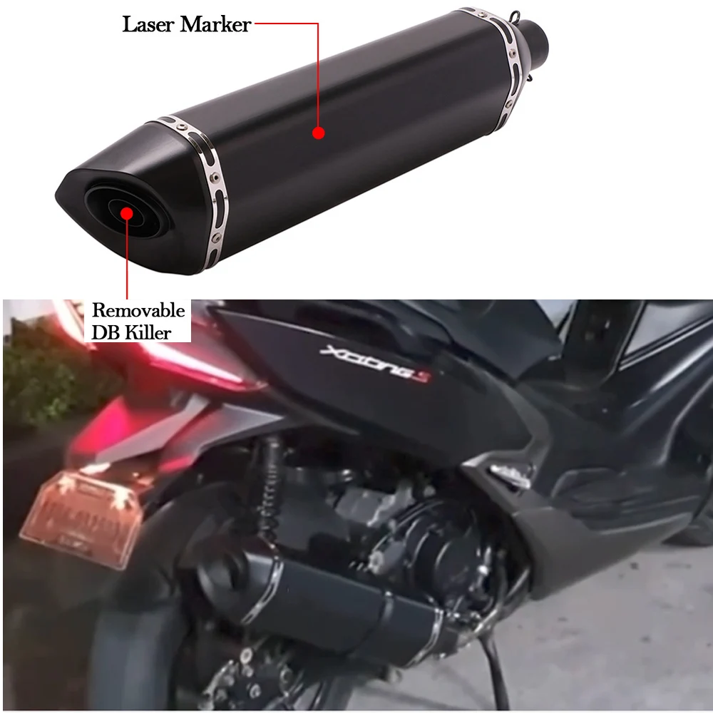 

470mm 570mm Exhaust Motorcycle Pitbike Muffler Escape Moto Carbon Fiber Pipe Motorcross For TMAX530 TMAX 500 530 AK550