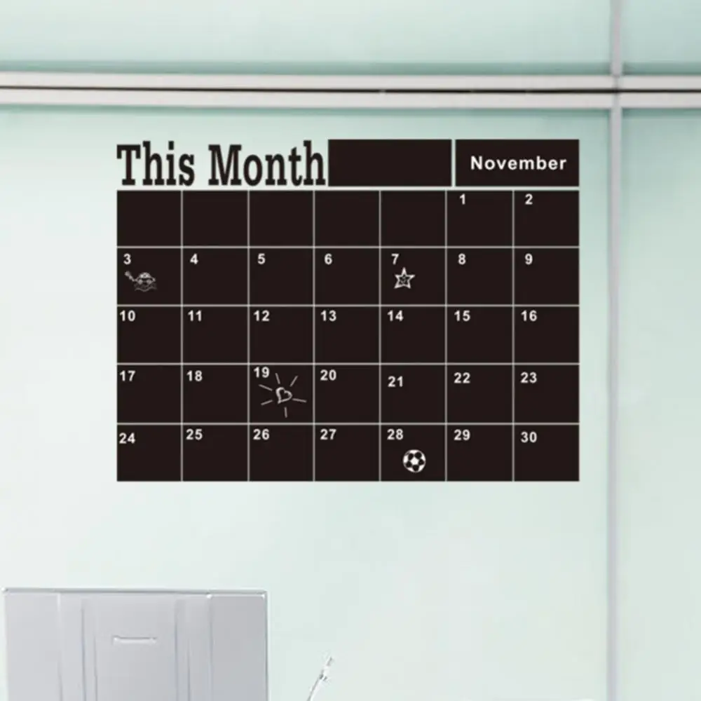 Chalkboard Sticker Kitchen Menu Whiteboard Weekly Planner Message Board Chalk Board Blackboard Month Calendar Wall Sticker