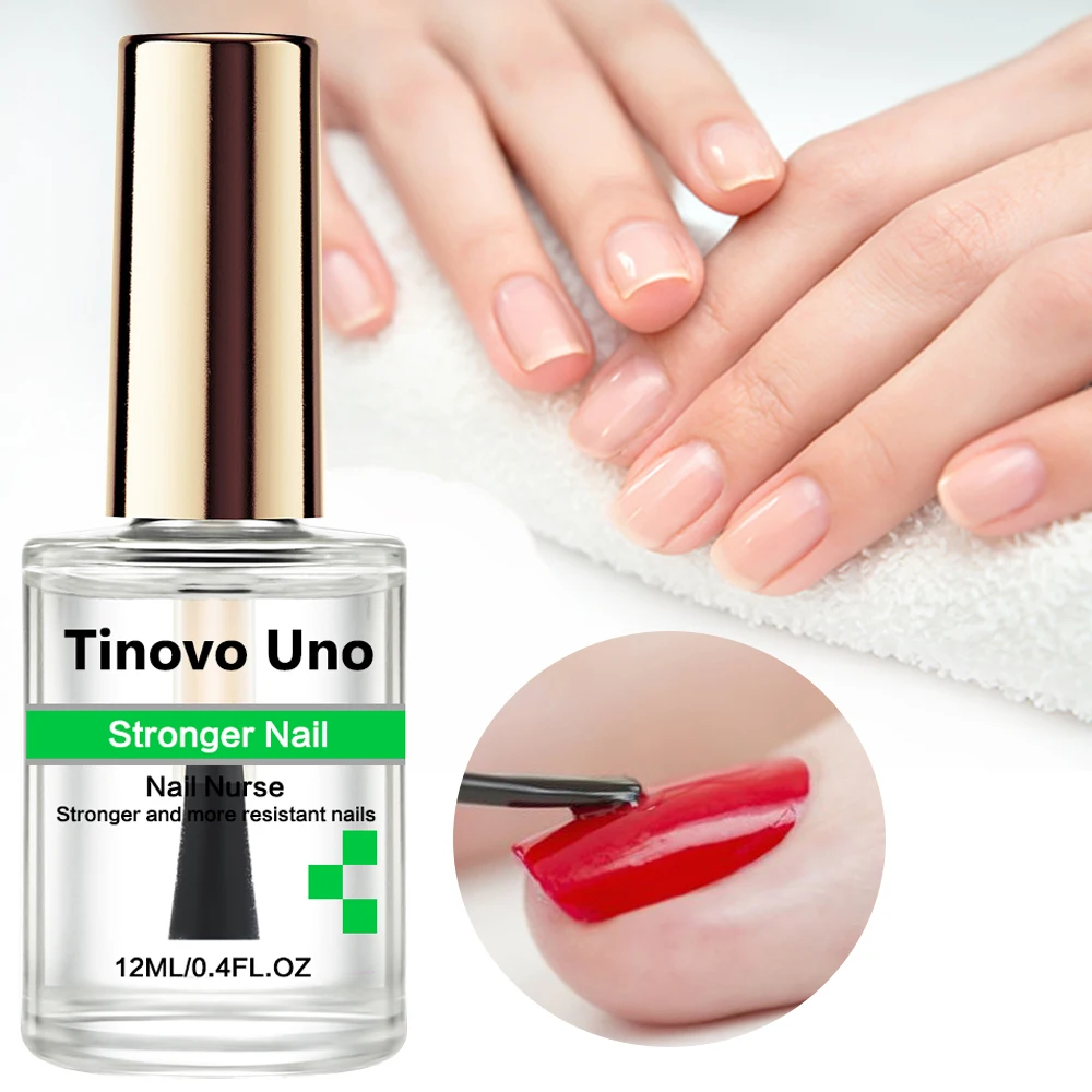 Tinovo Uno Stronger Nail Strengthener Clear Natural Dry Nail Hardener Bright Oil Polish Top Coat do naprawy cienkich, miękkich paznokci